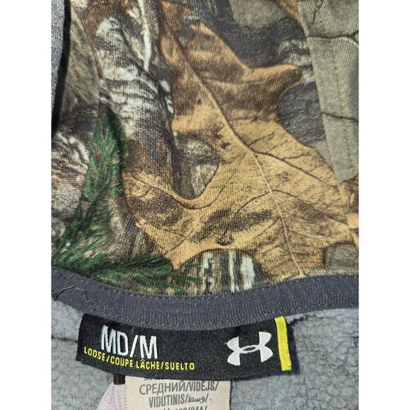 Under Armour Mens Loose Fit Grey Hoodie Medium Camo Logo - Picture 5 of 7